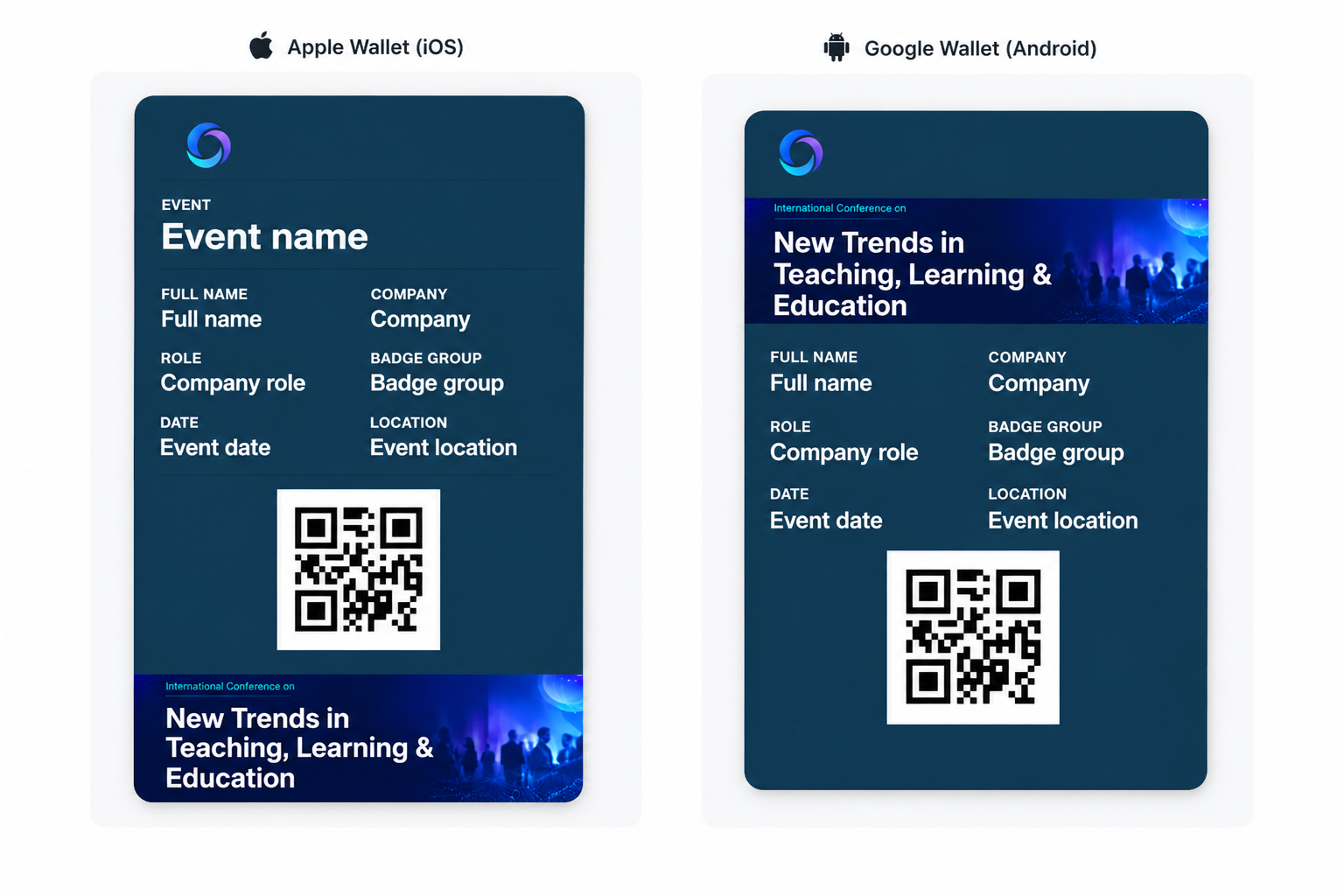 Anteprime affiancate del pass per Apple Wallet e Google Wallet